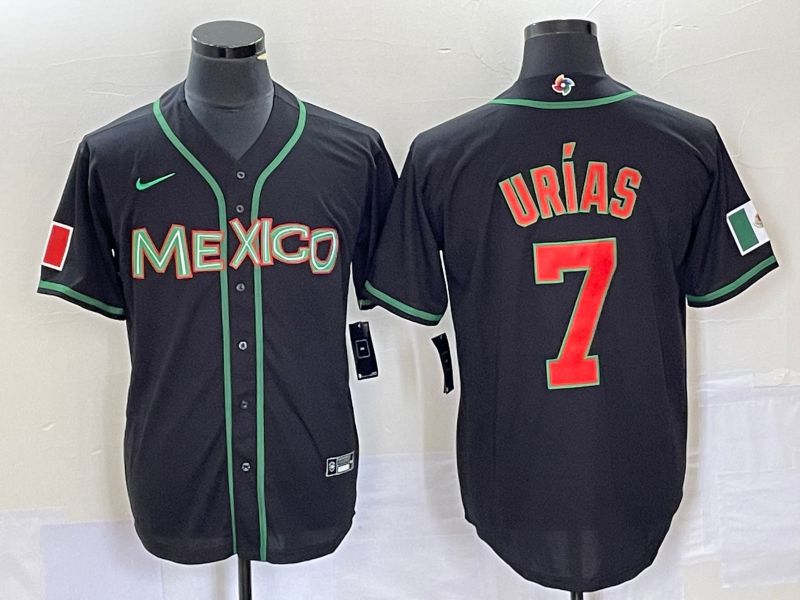 Men 2023 World Cub Mexico #7 Urias Black red Nike MLB Jersey12